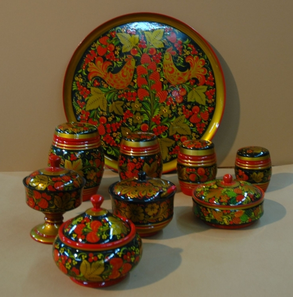 Сахарницы, боченки хохлома